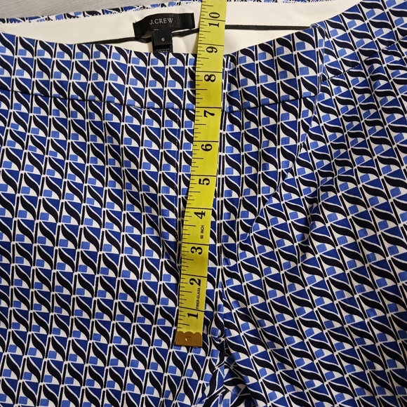 J Crew Womens Sz 6 Blue Black White Wave Abstract Design Capri Pants Style A2108 - Picture 8 of 9